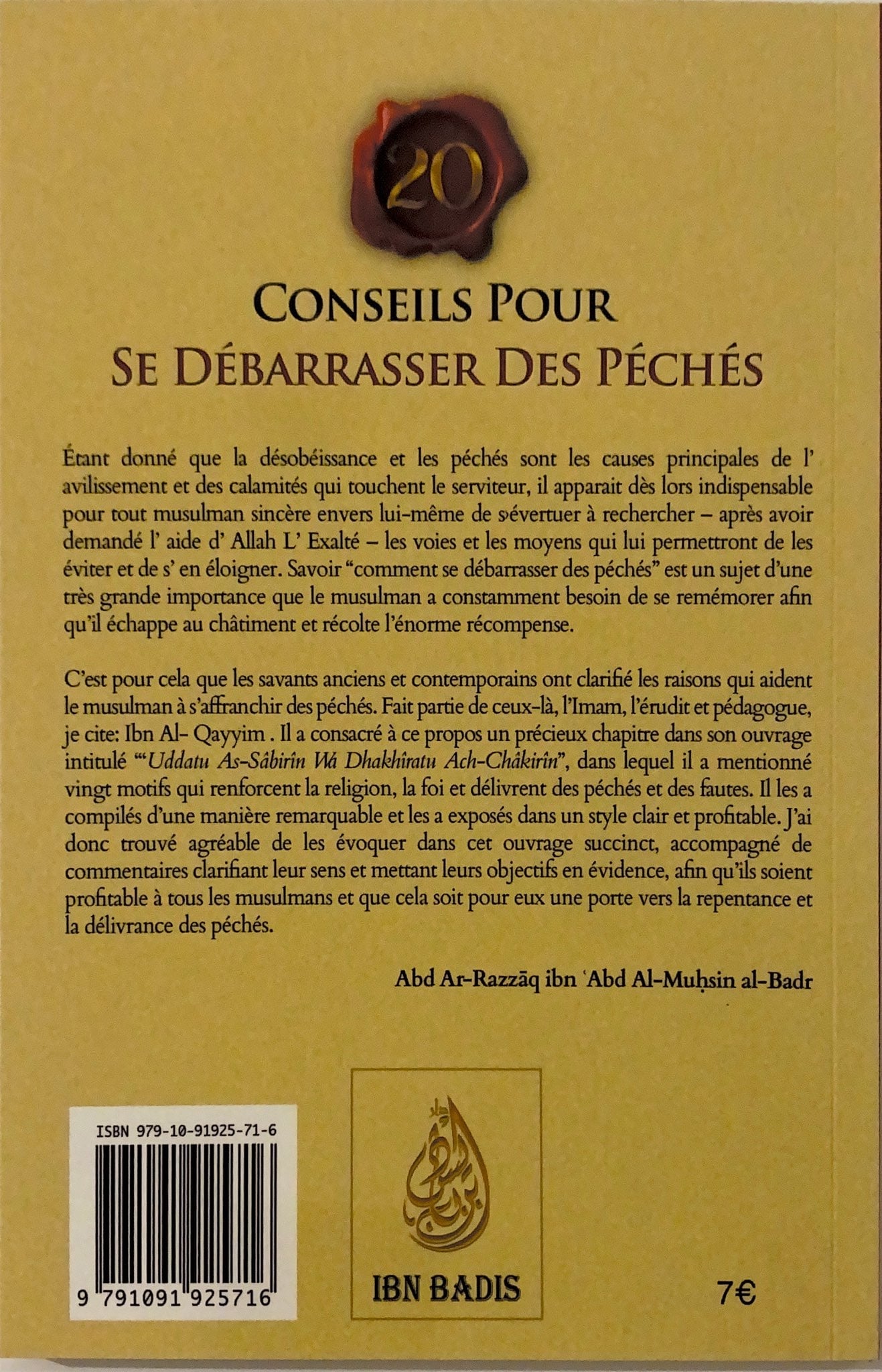 20 Conseils Pour Se Débarrasser Des Péchés – Ibn Qayyim al-Jawziyya