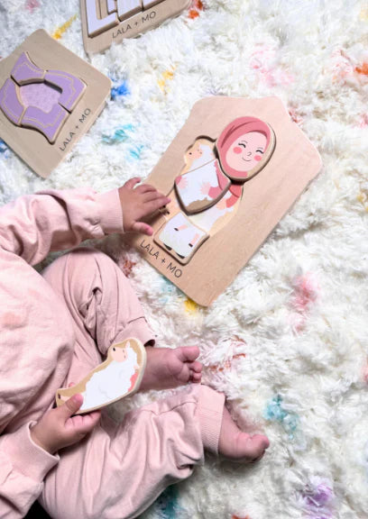 Puzzles islamiques Montessori en bois – Lot de 4 pour éveil et motricité fine