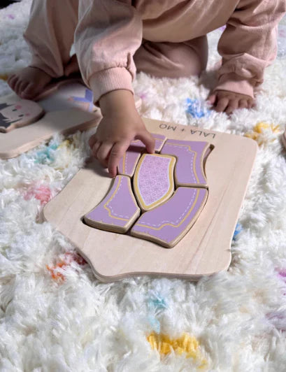 Puzzles islamiques Montessori en bois – Lot de 4 pour éveil et motricité fine