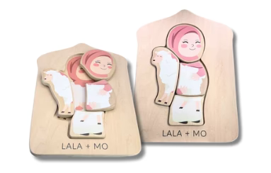 Puzzles islamiques Montessori en bois – Lot de 4 pour éveil et motricité fine