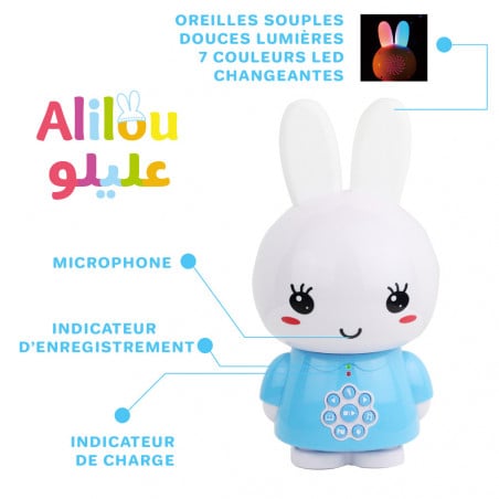 Alilou le Lapinou Mouslim – Veilleuse Ludo-éducative Islamique Rose| Coran, Histoires & Berceuses