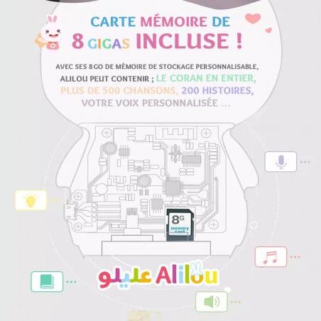 Alilou le Lapinou Mouslim – Veilleuse Ludo-éducative Islamique Rose| Coran, Histoires & Berceuses