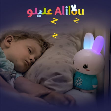 Alilou le Lapinou Mouslim – Veilleuse Ludo-éducative Islamique Rose| Coran, Histoires & Berceuses