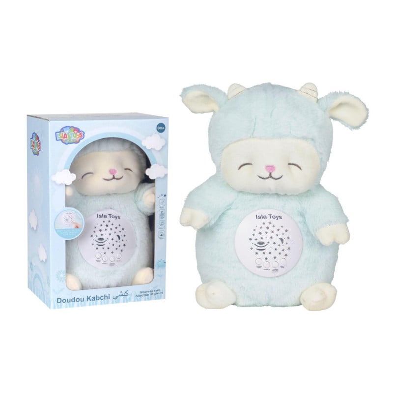 Doudou Kabchi Mouton Bleu - Veilleuse Coranique avec détecteur de pleurs - Cadeau pour bébé et enfant musulman - Islatoys