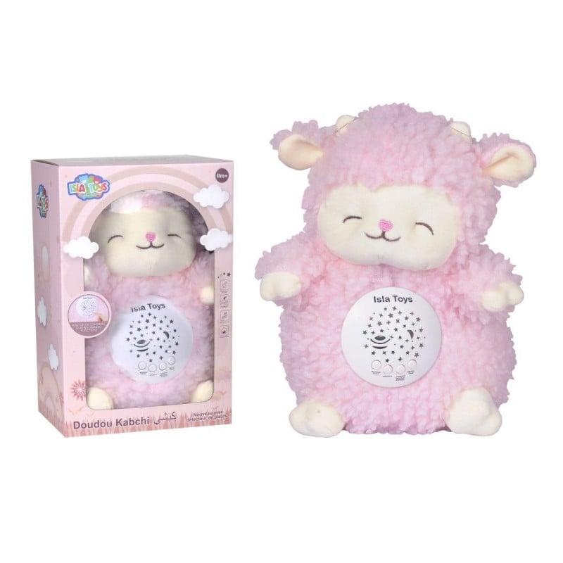 Doudou Kabchi Mouton Rose - Veilleuse Coranique avec détecteur de pleurs - Cadeau pour bébé et enfant musulman - Islatoys