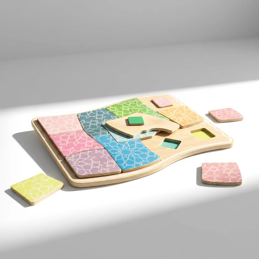 Puzzle en bois Montessori Lalaandmo - Éveil des couleurs pastel - 1 à 5 ans