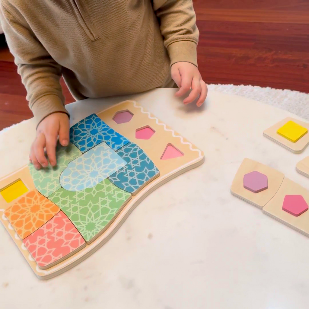 Puzzle en bois Montessori Lalaandmo - Éveil des couleurs pastel - 1 à 5 ans