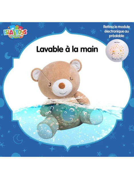 Nounours Amin - Veilleuse Coranique avec détecteur de pleurs - Cadeau pour bébé et enfant musulman - Isla Toys